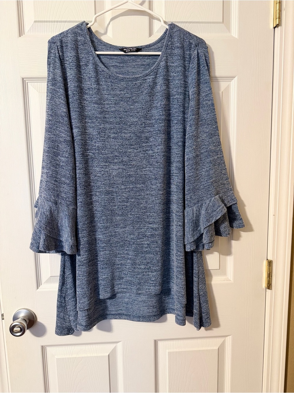 Bloom Chic Heather Blue Lightweight Tunic Sweater 3/4 Sleeve 1x